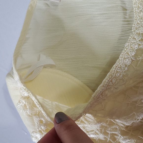 Vintage Magnet Art by Lynn Yang Yellow Embroidered Lace Maxi Dress Size Small - Picture 11 of 15